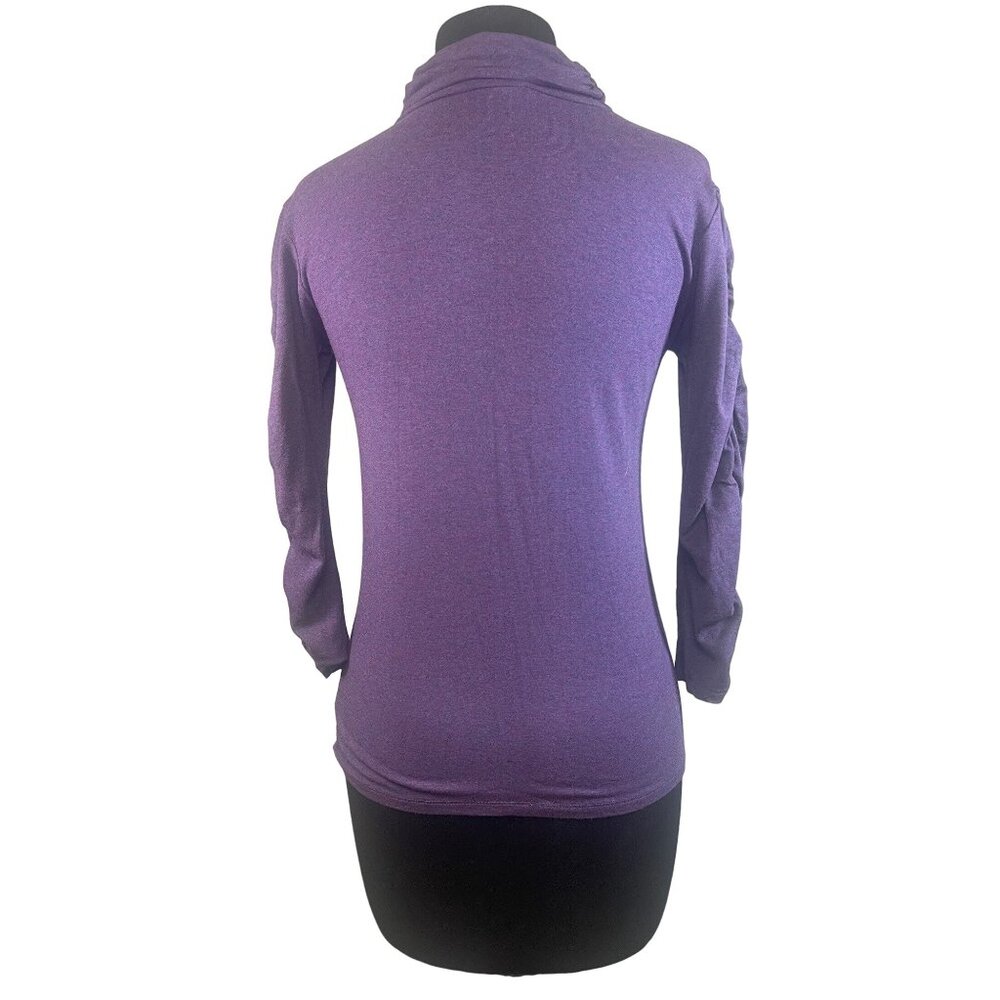 Fabrizio Gianni Purple Long Sleeve Turtleneck Top Rouched Sleeve & Neck Sz Small - Picture 4 of 10